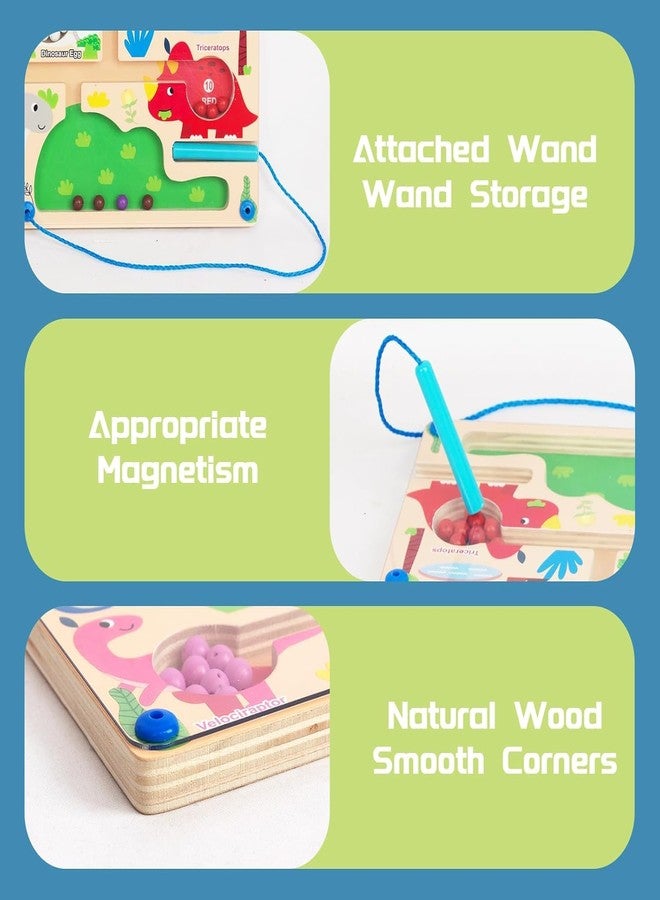 BeFunky Magnetic Color & Number Maze, Montessori Wooden Color Matching Learning Counting Puzzle Board, Toddler Fine Motor Skills Toys for Boys Girls 3 4 5 Years Old (Dinosaur) - Image 4